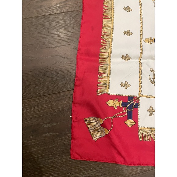 HERMES Paris "Vue du Carosse de la Galere la Reale" Silk Red Blue White Scarf - Picture 7 of 16